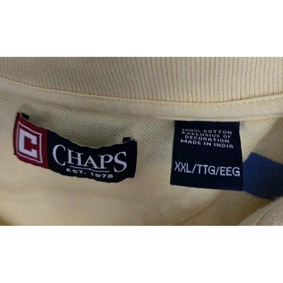 Chaps Mens Golf Polo Shirt Top Size XXL 2X 2XL Pastel Yellow Blue Stripes Spring - Picture 5 of 12